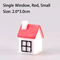 Miniature Christmas house figurine in red small size with single window 2.0x3.0cm - Small Red Single Window House / 2.0*3.0cm