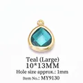 Ciondolo in gemma verde acqua scuro con bordo dorato per gioielli fai da te, 10x13mm - Grande (10*13MM) / Verde acqua scuro