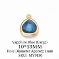 Pendente con pietra sfaccettata blu reale e cornice triangolare dorata per gioielli DIY - Grande (10*13MM) / Blu Zaffiro