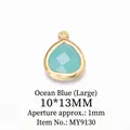Ciondolo a goccia sfaccettato blu mare con bordo in metallo dorato 10x13mm - Grande (10*13MM) / Blu Mare