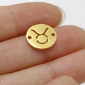 Ciondolo zodiaco Toro in acciaio inossidabile oro lucido con due fori per gioielli fai da te - Stile Toro (Oro 2)