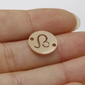 Rose gold stainless steel Leo zodiac charm with double holes for DIY jewelry - Leo Style (Rose Gold 5)