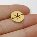 Golden mirror stainless steel Pisces zodiac connector charm for DIY jewelry making - Pisces Style (Gold 12)