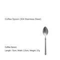 Matte silver 304 stainless steel coffee spoon with slim handle and oval head - Coffee Spoon