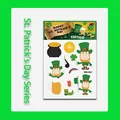 St. Patrick's Day kids temporary tattoo sheet with leprechaun and shamrock designs - Beer Gold Coin Style (WK-067)