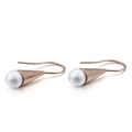 Orecchini a cono in oro rosa con perla bianca e gancio sottile dal design moderno - Oro Rosa (KE80931-K)