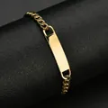 Minimalistisches ID-Armband aus Gold-Edelstahl mit gravierbarem glattem Balken - Klein / Gold