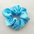 Sky blue satin scrunchie with a glossy silk texture for women hair styling - Lake Blue