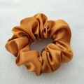 Golden satin silk scrunchie with high elasticity and elegant glossy finish - Bright Gold