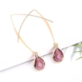 Elegant gold drop earrings featuring deep purple teardrop crystal pendants for women - Dark Red