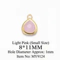 Ciondolo a goccia in pietra sfaccettata rosa chiaro con bordo dorato in misura 8x11mm - Piccolo (8*11MM) / Rosa Chiaro