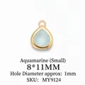 Ciondolo a goccia in vetro sfaccettato blu mare con bordo dorato misura 8x11mm - Piccolo (8*11MM) / Blu Mare