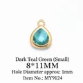 Ciondolo a goccia verde petrolio con finitura oro opaco, accessorio gioielli 8x11mm - Piccolo (8*11MM) / Verde acqua scuro