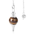 Tigerauge Pendel Anhänger mit silberner Metallkegelfassung und Kette - Tigerauge