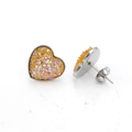 Macro detail of heart-shaped druzy earrings with sparkling orange glitter inlay - Orange Yellow (10)