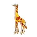 Cute giraffe brooch in gold alloy with orange enamel sequins for suit jackets - Enamel Giraffe Yellow