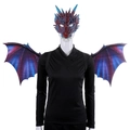 Set maschera e ali da drago per Halloween con sfumatura rosso blu e ali viola fantasy - Set Drago Viola per Adulti