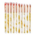 10pcs yellow marble makeup brush set with rose gold ferrules and pink gradient bristles - Yellow Marble Eye Brush Set