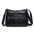 Classic black washed PU leather crossbody bag for women with multi-pocket zipper design - Style 6