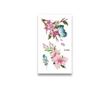 Waterproof temporary tattoo sticker with pink flowers and blue butterfly, size 6x10.5cm - 6*10.5cm / Flower and Blue Butterfly (Q-026)