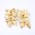Set of 5cm golden metallic Christmas tree bow ornaments for festive holiday decorations - Gold