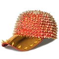 Punk style red baseball cap with golden spikes and brim for hip-hop fashion style - Adjustable (55-59cm) / Orange-Red Base Gold Rivets