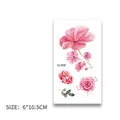 Waterproof temporary tattoo sticker with pink rose and floral design, style Q-008 - 6*10.5cm / Soft Rose and Cherry Blossom (Q-008)