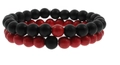8mm matte black and red marble turquoise beaded distance bracelets for couples - Red Stone/Matte Stone