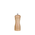 Classic hourglass shaped wooden pepper grinder with adjustable metal top knob - Bag Packaging / 5 Inch / Original Oak