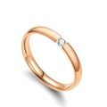 Elegant rose gold tension set ring with a brilliant round cubic zirconia on white background - US 5 / Rose Gold