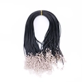 Cordino per collana cerato nero con chiusure a moschettone argento e catene di estensione DIY - 45+5CM/2.0mm / Nero
