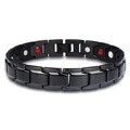 Bracciale magnetico da uomo in acciaio al titanio nero con finitura opaca e inserti - Nero