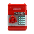 Smart red and silver electronic ATM piggy bank with digital keypad and password lock - Red