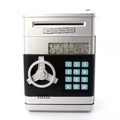 Detail of ATM savings bank keypad and cash slot on silver electronic safe for kids - Silver