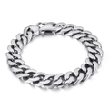 Bracciale a catena cubana argento lucido da uomo con chiusura a moschettone robusta - Stile Sottile 13mm (KB110456-K)