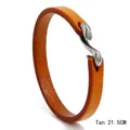 Bracciale retrò minimalista in pelle giallo terra con chiusura a gancio in metallo 21,5cm - Giallo Terra / 21.5cm