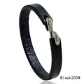 Minimalist black braided leather bracelet for men with vintage silver S-hook clasp 20cm - Black / 20cm