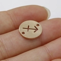 Golden round Sagittarius constellation hollow pendant with dual holes for jewelry making - Sagittarius Style (Rose Gold 9)