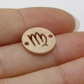 Rose gold Virgo zodiac hollow circular stainless steel charm for DIY jewelry - Virgo Style (Rose Gold 6)
