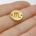 Golden Scorpio constellation round charm with double holes for DIY jewelry making - Scorpio Style (Gold 8)