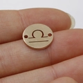 Golden stainless steel Libra zodiac charm with double holes for DIY jewelry making - Libra Style (Rose Gold 7)