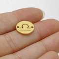 Golden stainless steel Libra zodiac charm with double holes for DIY jewelry - Libra Style (Gold 7)