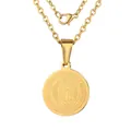 Detalle del collar de moneda en acero inoxidable chapado en oro 18k con Guadalupe - Dorado