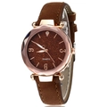 Macro view of rose gold faceted watch case with brown starry dial and crystal markers - Brown