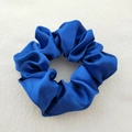 Detailed texture of royal blue satin silk scrunchie with high elasticity fabric folds - Royal Blue