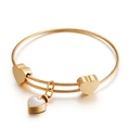 Bracciale rigido a cuore dorato con inserto in madreperla e design a filo regolabile - Bracciale Oro (KB106700-Z)