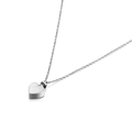 Silver heart pendant necklace with screw-top urn design on fine O-chain link - Steel Color Heart Memorial Necklace (KN81559-Z)