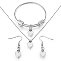 Set gioielli cremazione cuore argento con collana bracciale e orecchini in acciaio - Set da 3 Pezzi Commemorativo Cuore Colore Acciaio (KS106461-Z)