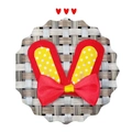 Red and yellow rabbit ear hair accessory with polka dots and a ribbon bow on a gray base - 5.5*6cm / Red