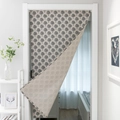 Beige cotton linen door curtain with black tree print in a minimalist home setting - 60x140cm / White Background Tree